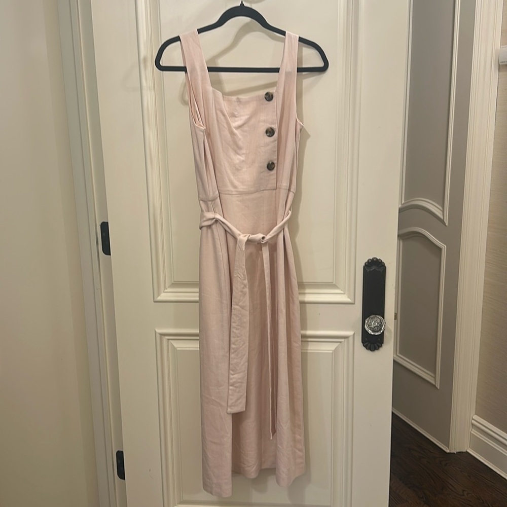Ann Taylor Light Pink Blush Sleeveless Summer Work Midi Dress Sz 8